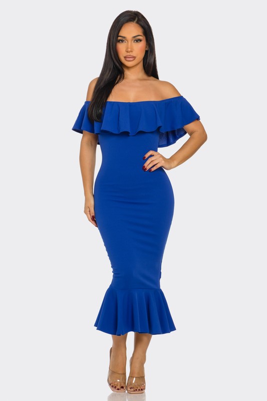 fitted lace wedding dress La Femme Curve Dress 31273 Royal Blue / 22w main image 1