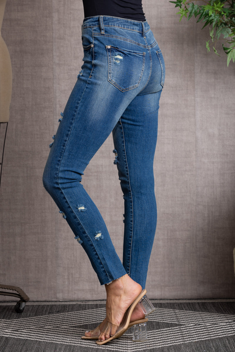 LOW RISE RIPPED SKINNY DENIM JEANS-P7712MD