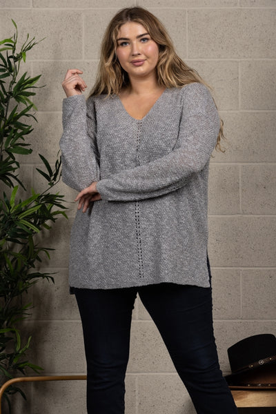 V-NECK KNITTED PLUS SIZE SWEATER-PTI10001X
