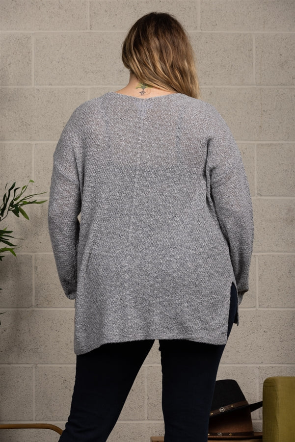 V-NECK KNITTED PLUS SIZE SWEATER-PTI10001X