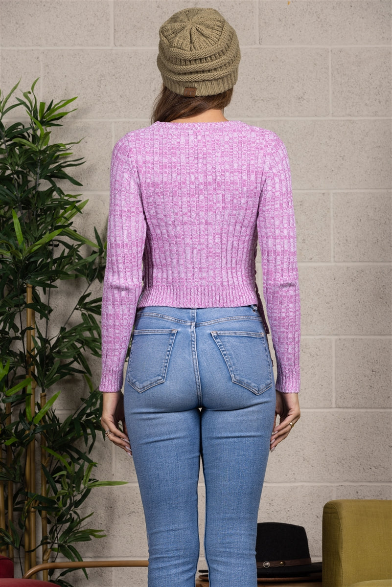 CABLE KNIT CROP SWEATER-IBT15788