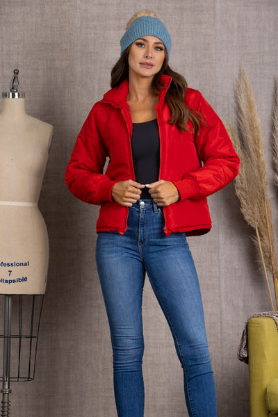 K51847W-Wholesale RED QUILTED PUFFER JACKET