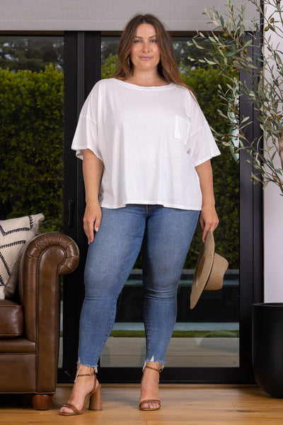 LOOSE FIT PATCH PACKET PLUS SIZE TOP-PTJ10732