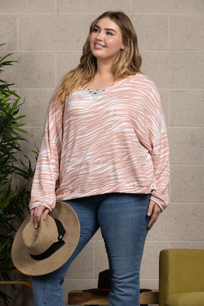 ANIMAL PRINT SWEATER WITH SILVER POLKADOTS PLUS SIZE TOP-T7028