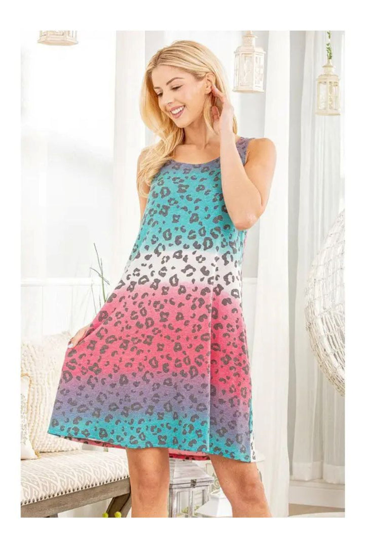 MULTICOLOR ANIMAL PRINT OMBRE MINI DRESS HMSD1005-87