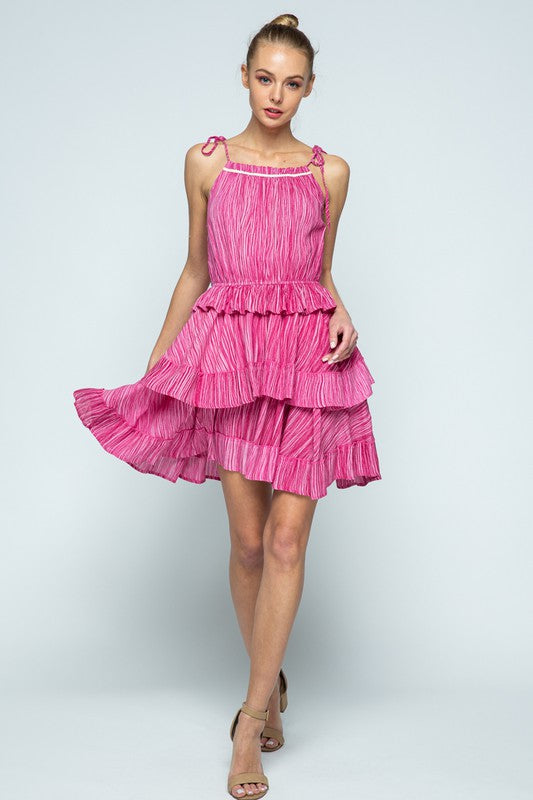 TEABERRY HALTER TIE STRAP TIERED LAYERED SKIRT MINI DRESS MRMDR8406