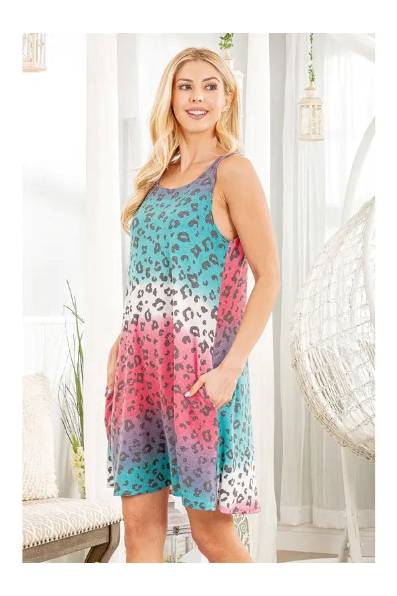 MULTICOLOR ANIMAL PRINT OMBRE MINI DRESS HMSD1005-87