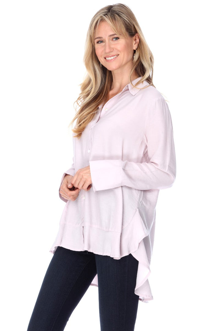 BLUSH BUTTON DOWN HI-LOW BLOUSE -T2300