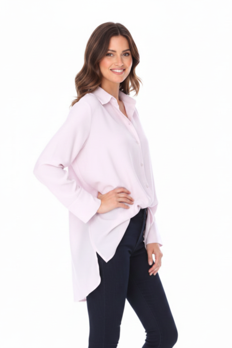 BLUSH BUTTON DOWN HI-LOW BLOUSE -T2300