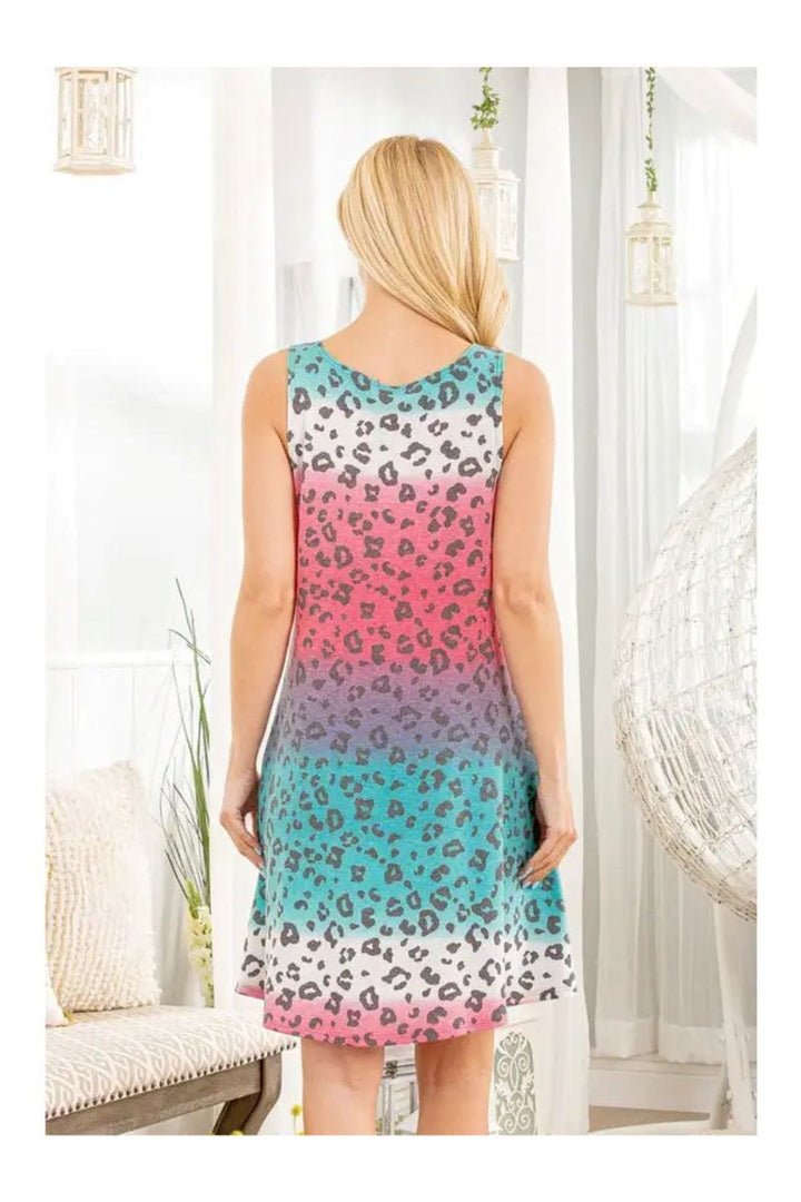 MULTICOLOR ANIMAL PRINT OMBRE MINI DRESS HMSD1005-87