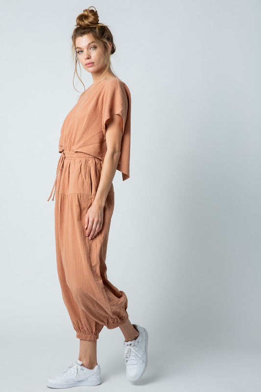 DUSTY MAUVE RELAXED OPEN BACK HAREM JUMPSUIT MRMP7823