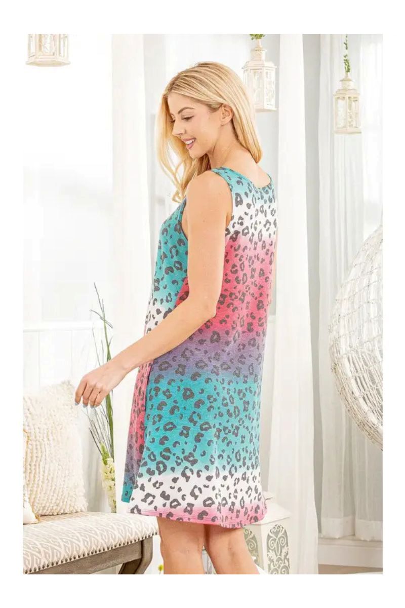 MULTICOLOR ANIMAL PRINT OMBRE MINI DRESS HMSD1005-87
