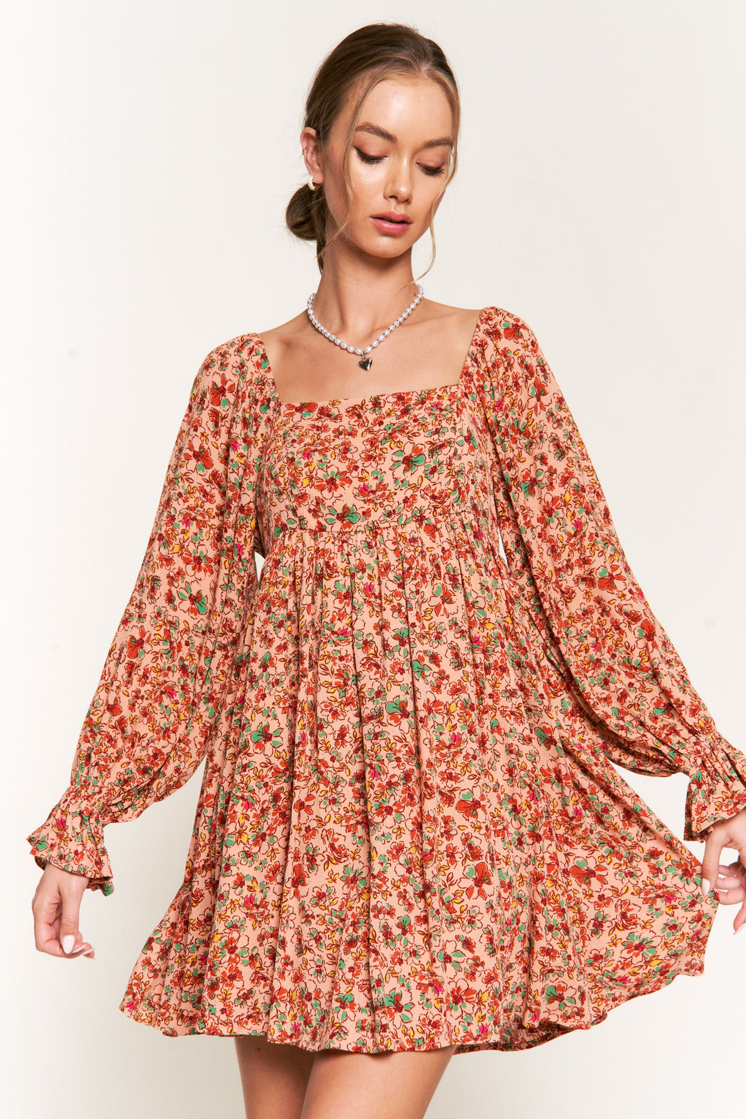 long sleeve swing mini dress Pilcro + Long-Sleeve Mock-Neck Swing Mini Dress