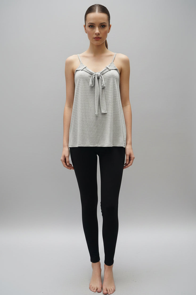 GRAY TANK TOP WITH A FRONT TIE*
