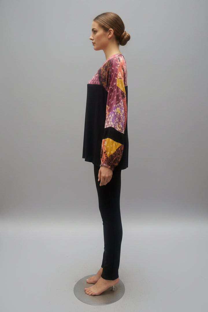 MOROCCAN PRINT SELF CONTRAST LONG SLEEVE T5352