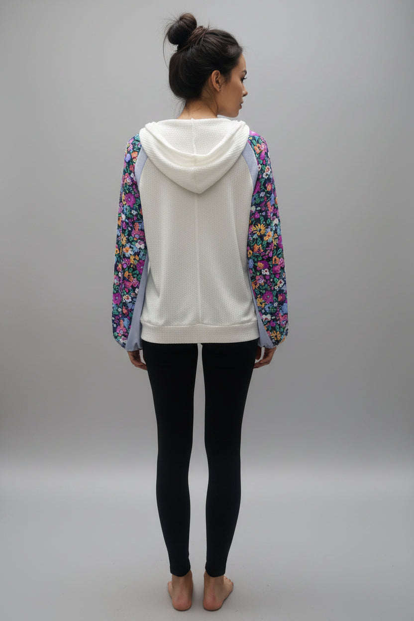 LONG SLEEVE CONTRST PRINT TOP*