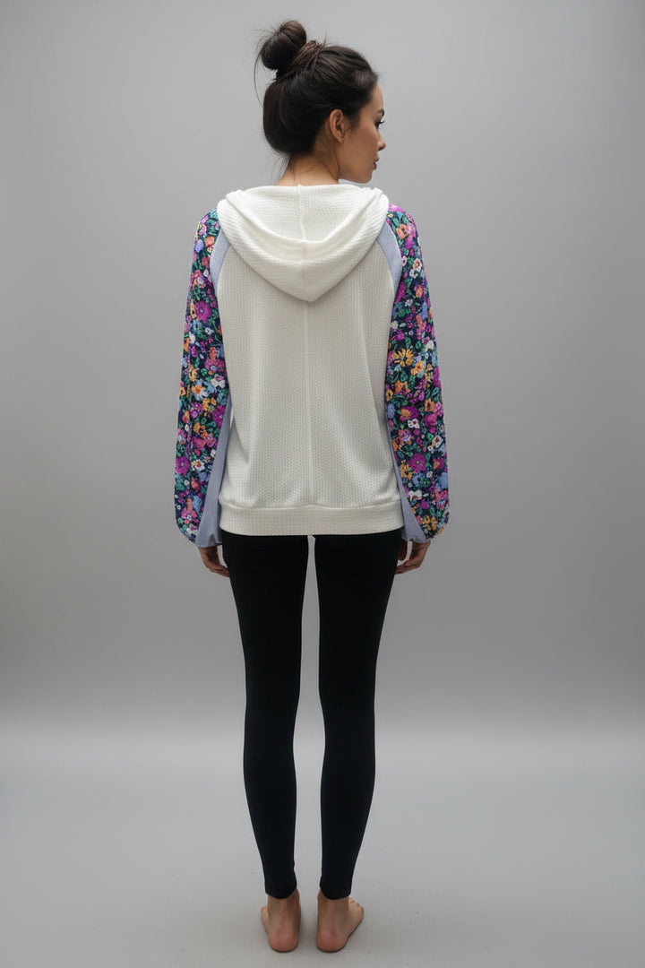 LONG SLEEVE CONTRST PRINT TOP*