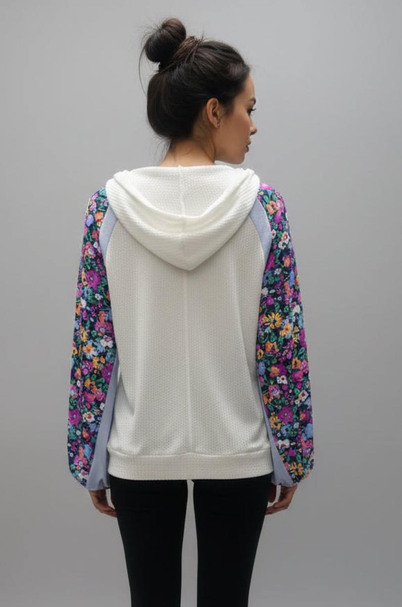 LONG SLEEVE CONTRST PRINT TOP*
