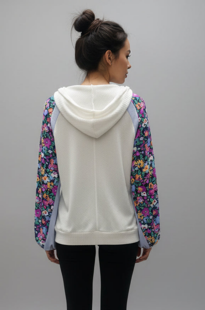 LONG SLEEVE CONTRST PRINT TOP*