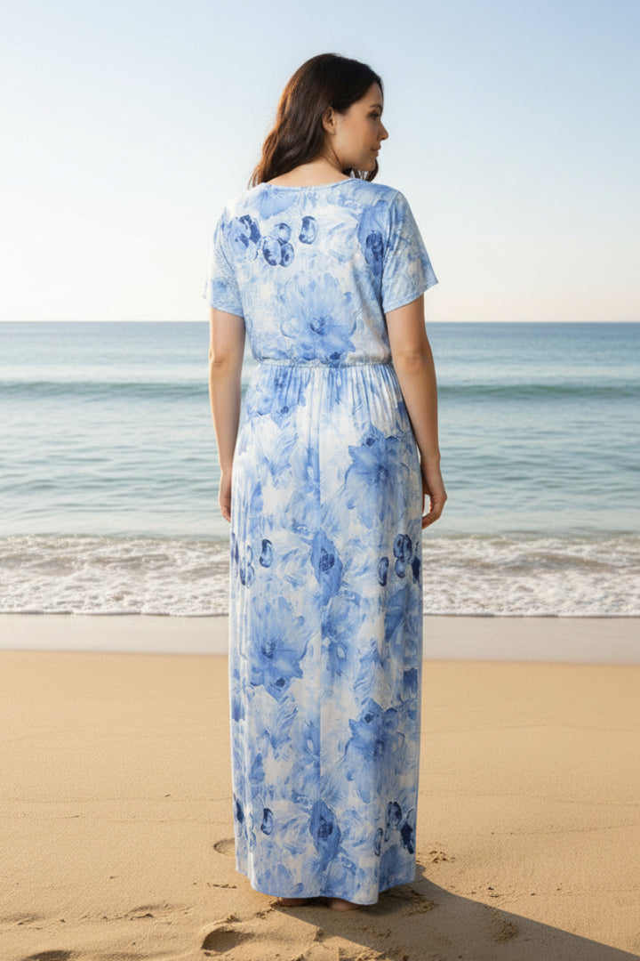 PLUS SIZE A-LINE TIE-DYE MAXI DRESS-VL3773X