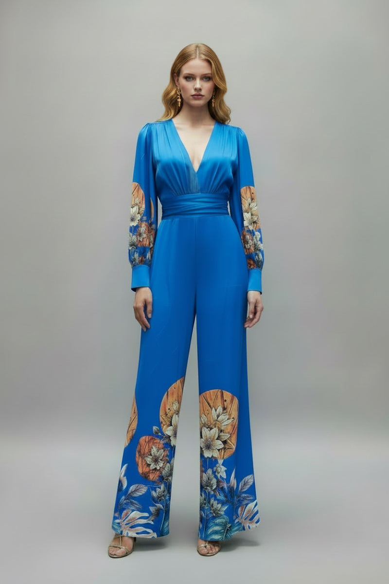 KIMONO LONG SLEEVES SOLID PRINT JUMPSUIT. CJ33290