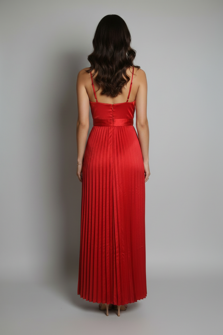RED PLEATED SLEEVELESS JUMPSUIT AVJ51891W-