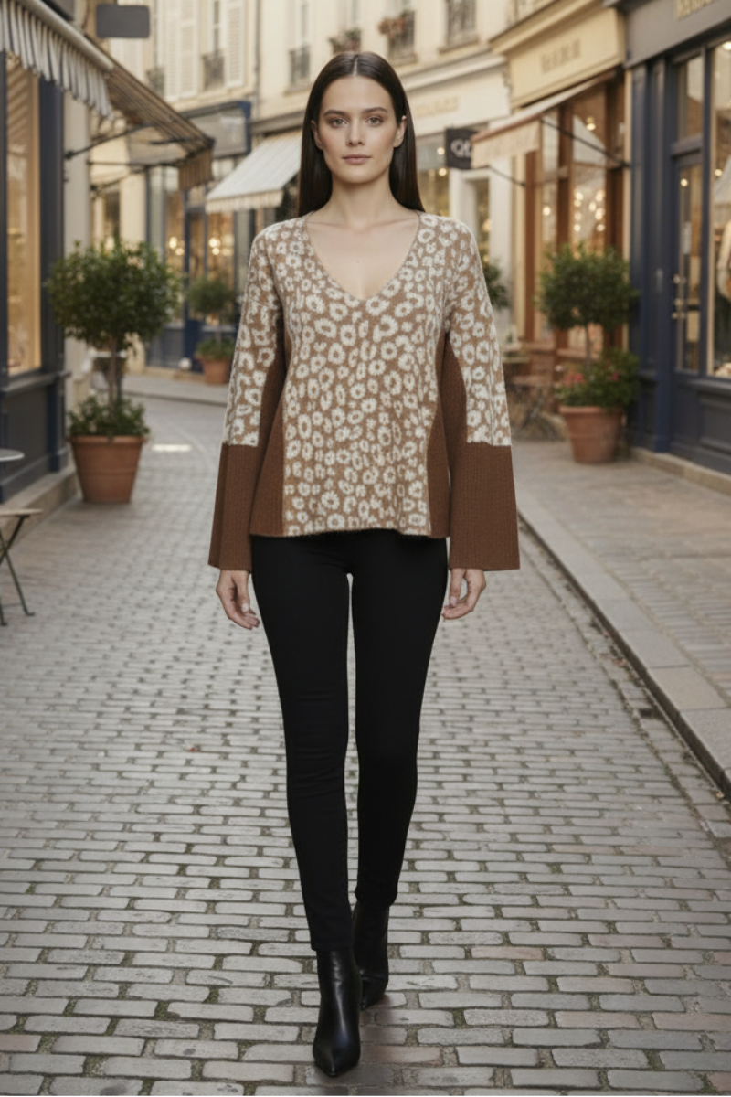V-NECK LONG SLEEVE KNIT TOP TY12960NPA