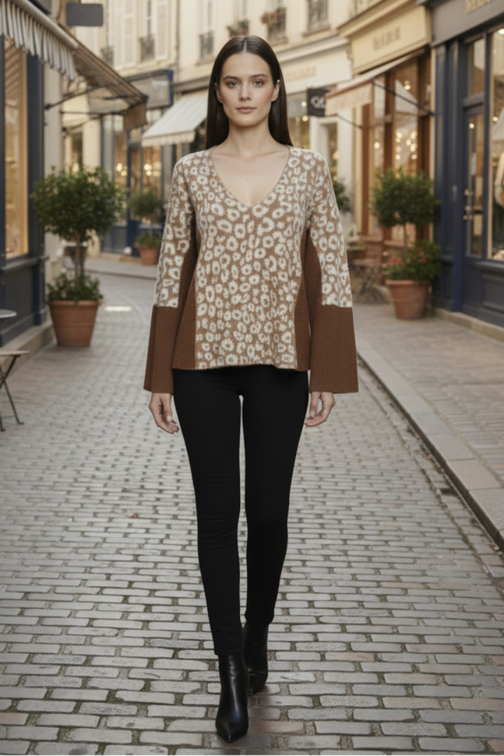 V-NECK LONG SLEEVE KNIT TOP TY12960NPA