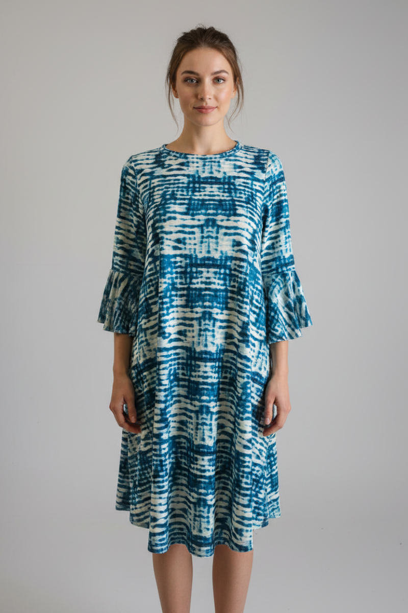 TEAL SHORT SLEEVE MIDI DRESS VC3593-1-