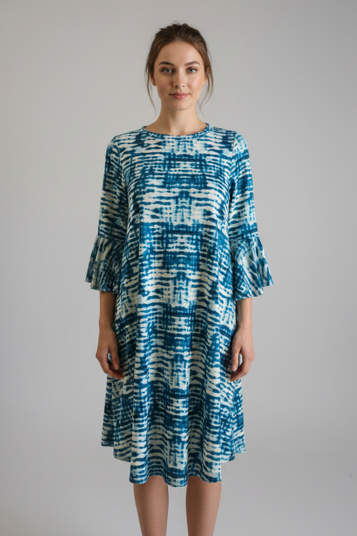 TEAL SHORT SLEEVE MIDI DRESS VC3593-1-