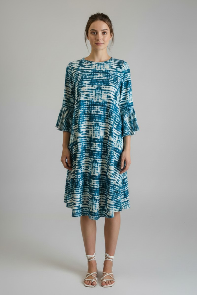 TEAL SHORT SLEEVE MIDI DRESS VC3593-1-