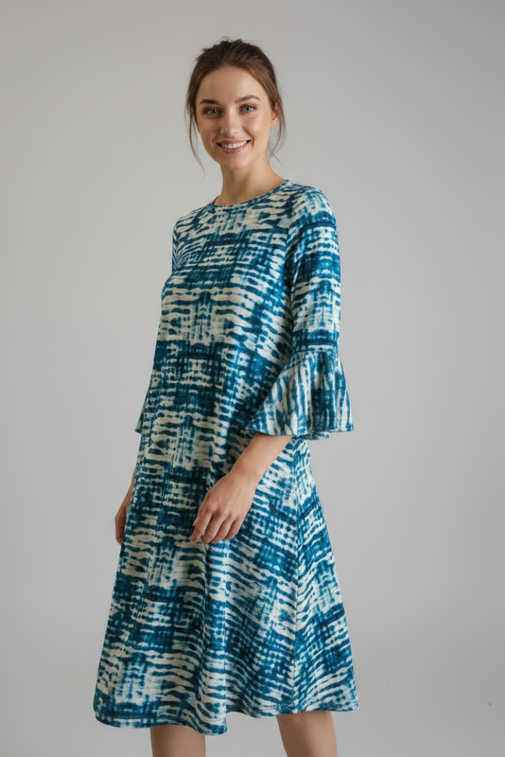 TEAL SHORT SLEEVE MIDI DRESS VC3593-1-
