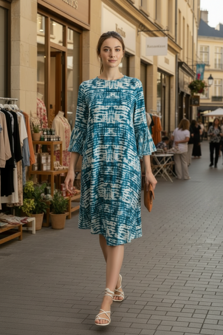 TEAL SHORT SLEEVE MIDI DRESS VC3593-1-