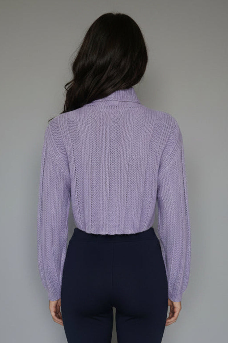 CABLE KNIT TURTLE NECK CROP TOP SWEATER OWT10519-