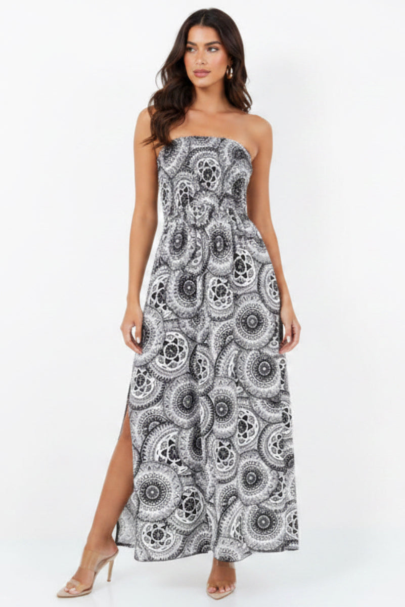 GEOMETRIC PATTERN MAXI DRESS