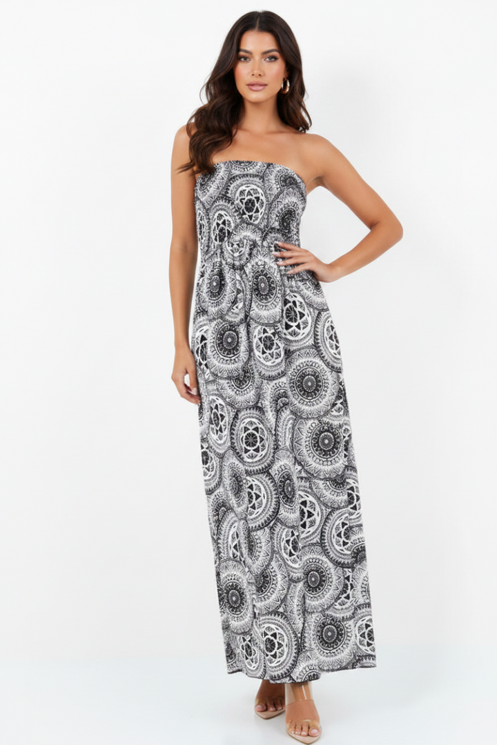 GEOMETRIC PATTERN MAXI DRESS