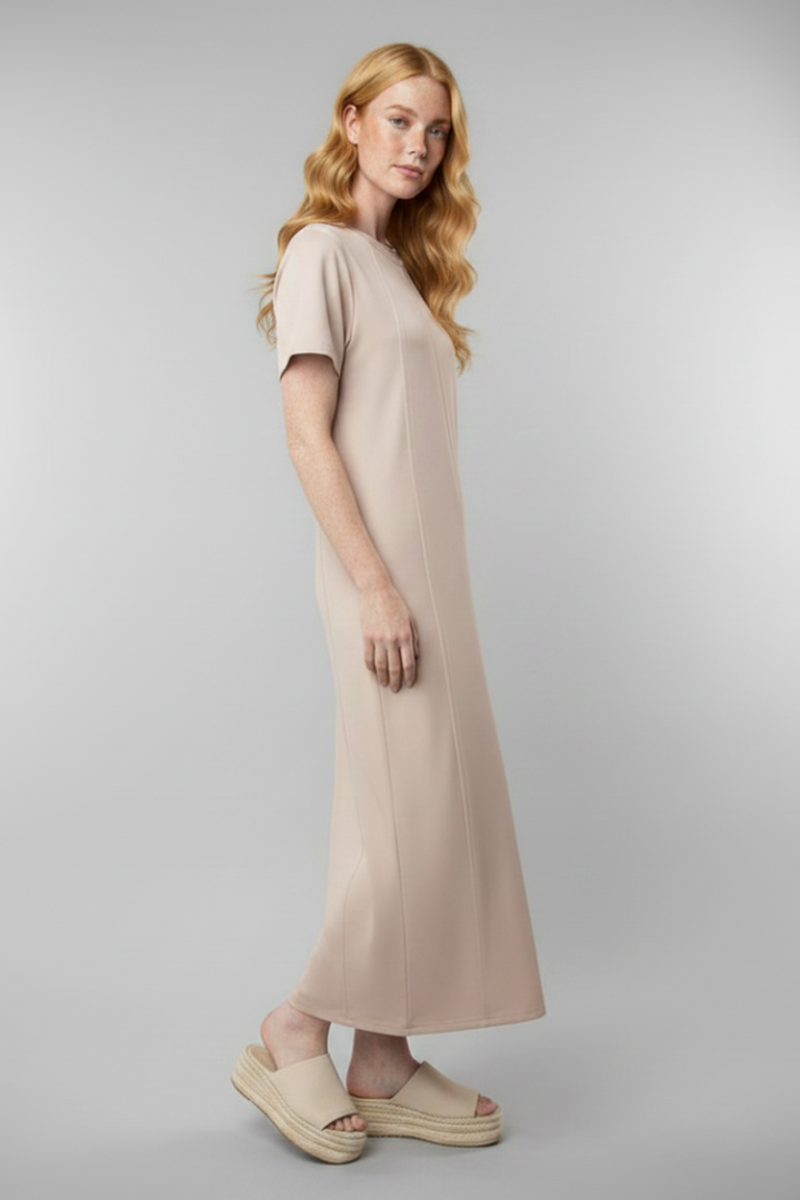 SHORT SLEVE BACK SLIT MAXI DRESS WBD90699XL-