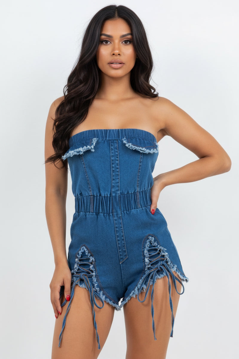 MEDIUM WASH DENIM ROMPER