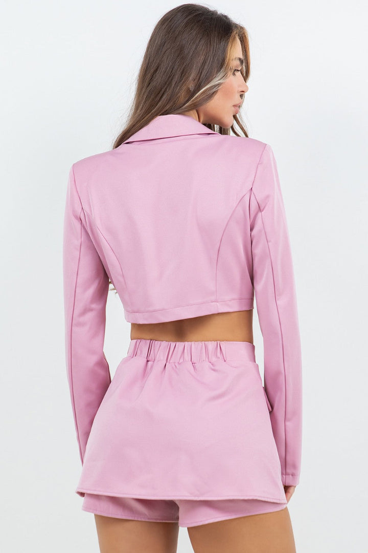 CROPPED BLAZER JACKET & MINI SKIRT SHORTS-SLISD3112