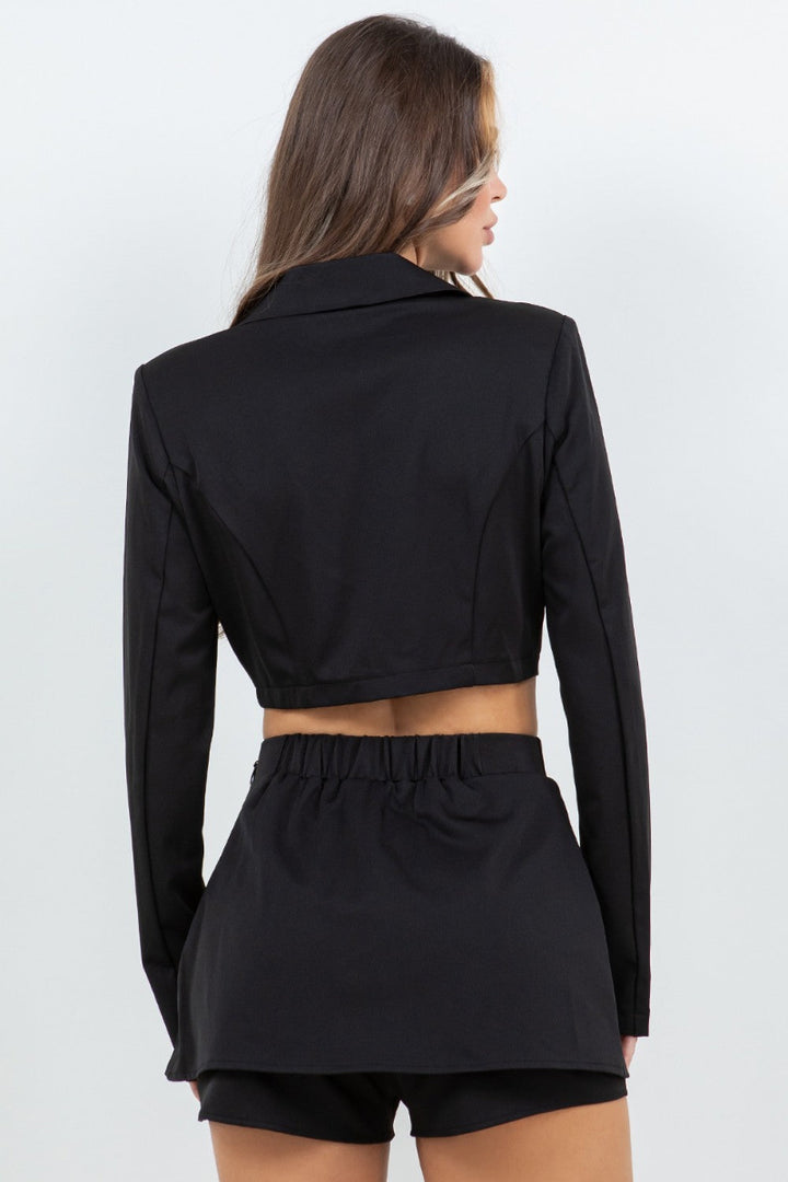 CROPPED BLAZER JACKET & MINI SKIRT SHORTS-SLISD3112