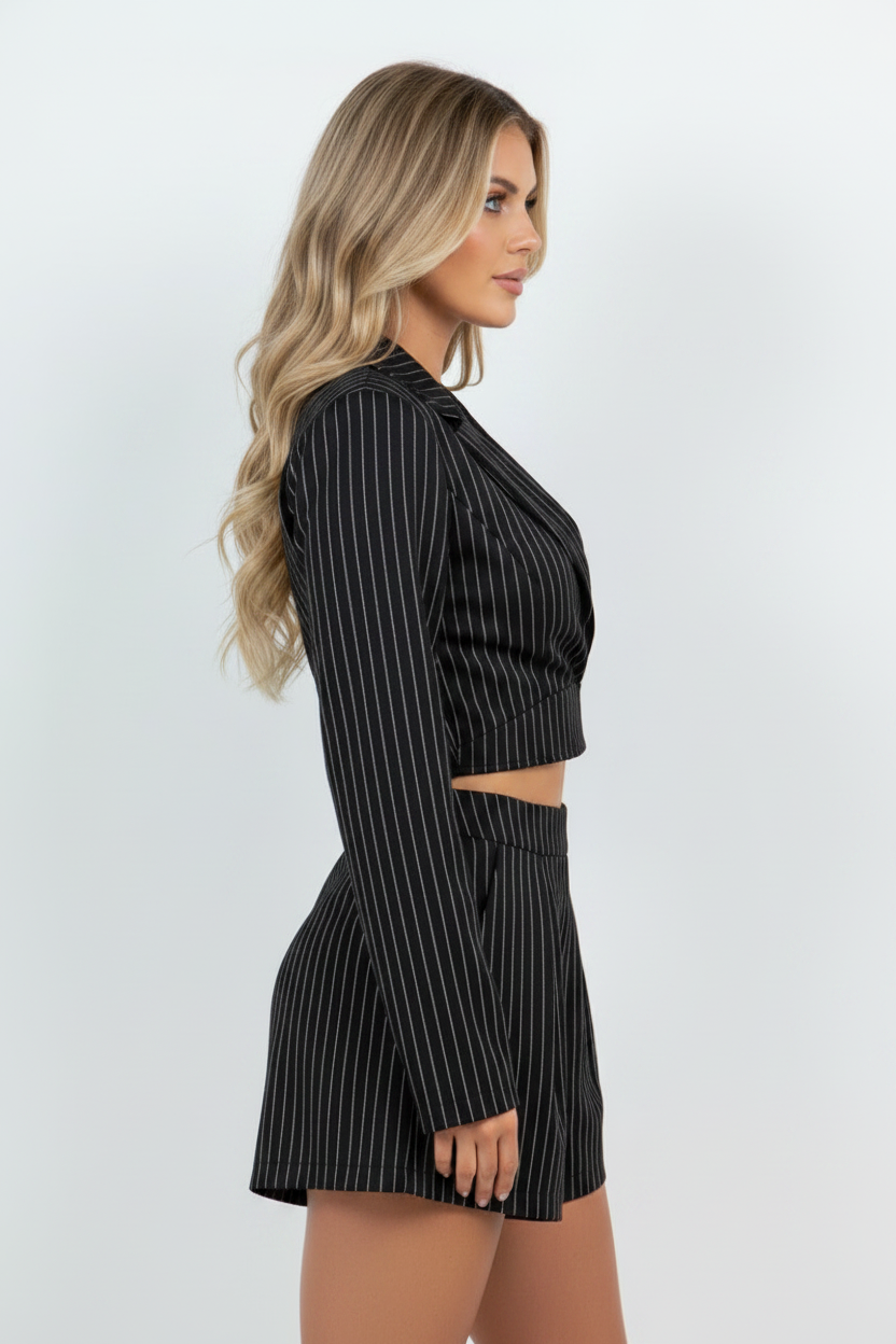 CROPPED BLAZER JACKET & SHORTS-SLISD3121