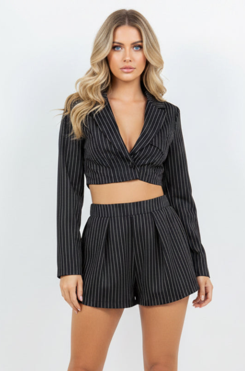 CROPPED BLAZER JACKET & SHORTS-SLISD3121
