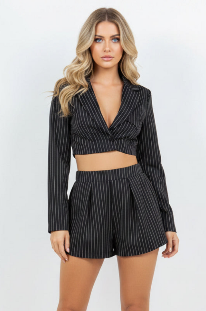 CROPPED BLAZER JACKET & SHORTS-SLISD3121