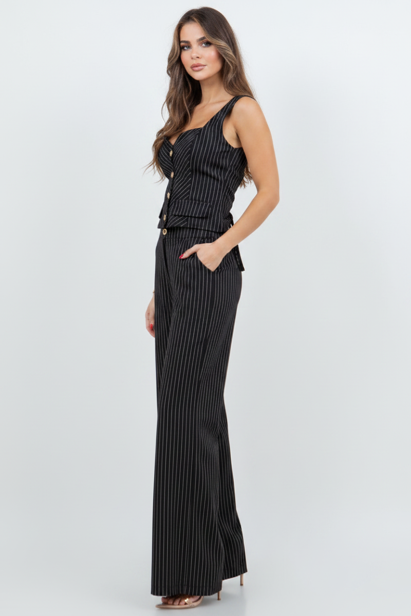 STRIPED VEST TOP & PANTS MATCHING SET-SLISJ3125