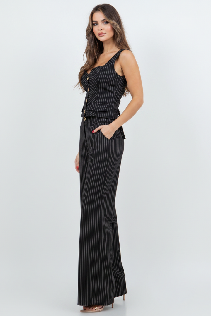 STRIPED VEST TOP & PANTS MATCHING SET-SLISJ3125