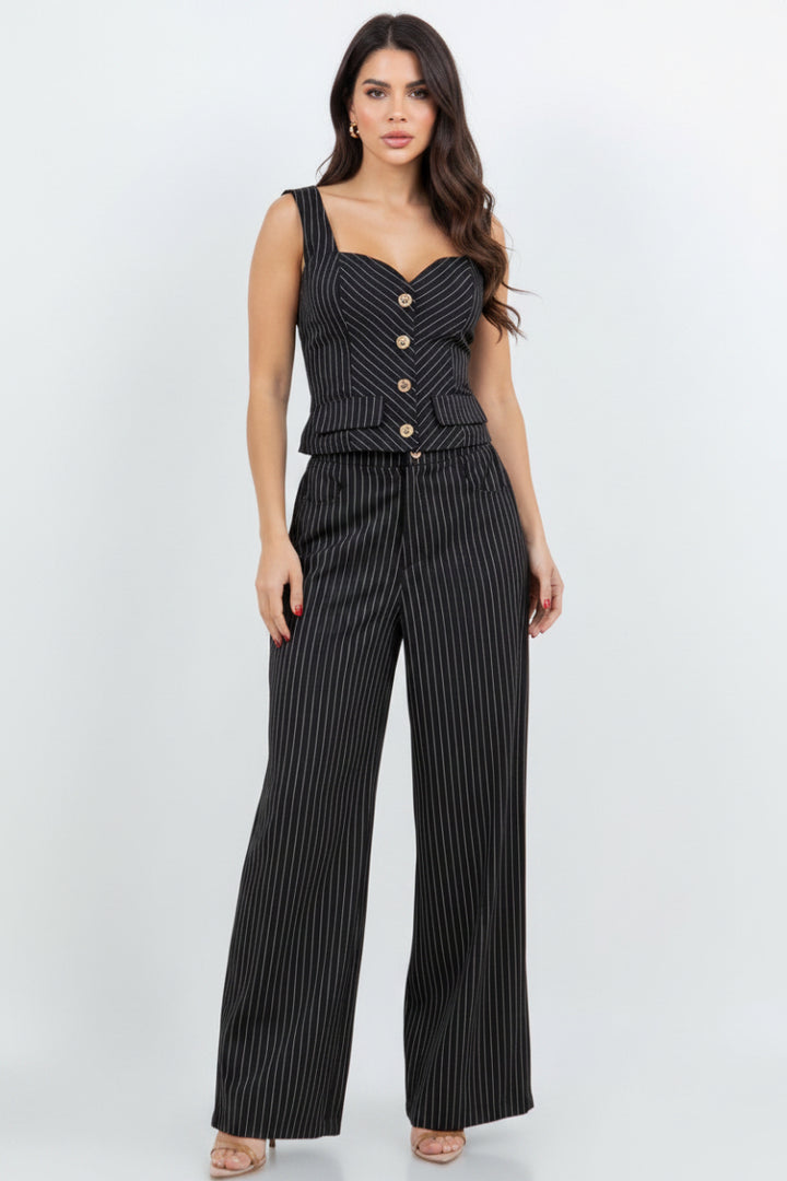 STRIPED VEST TOP & PANTS MATCHING SET-SLISJ3125