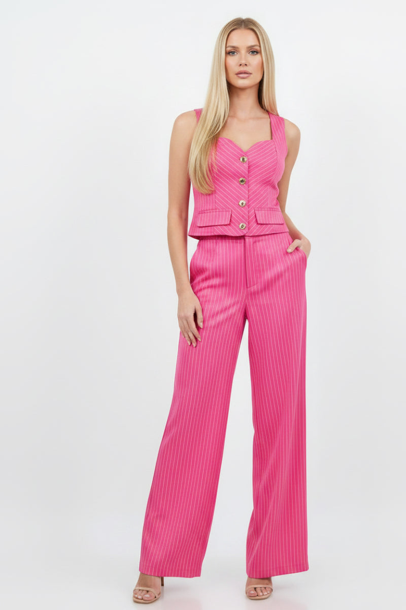 STRIPED VEST TOP & PANTS MATCHING SET-SLISJ3125