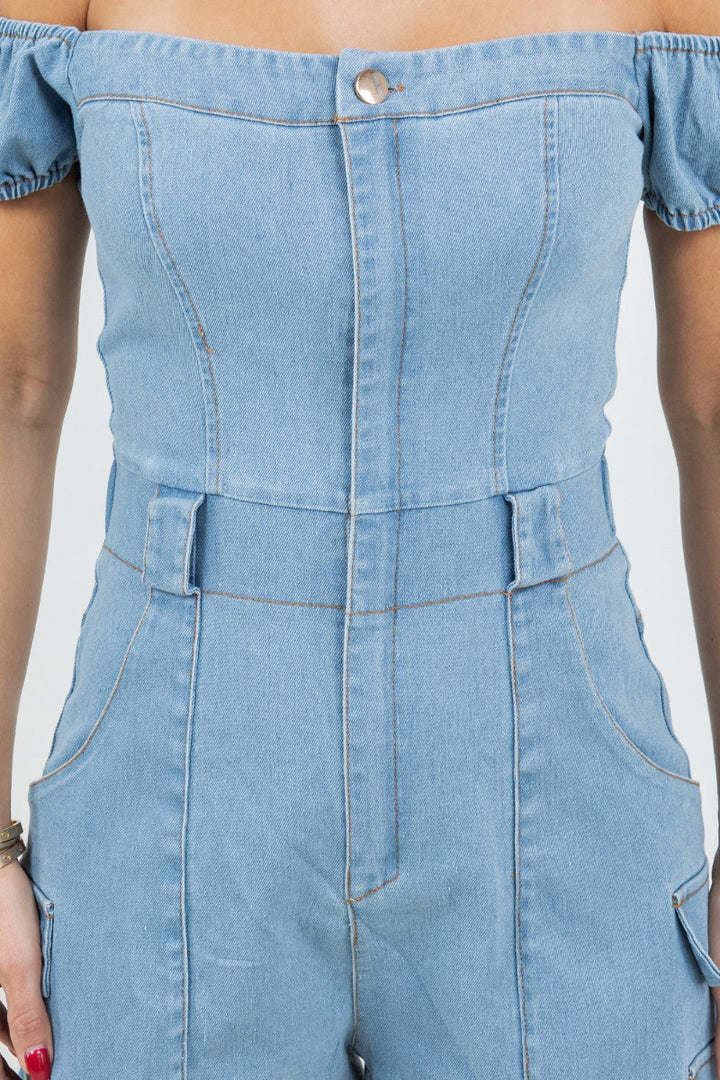 DENIM OFF-THE-SHOULDER ROMPER-SLISJ3117