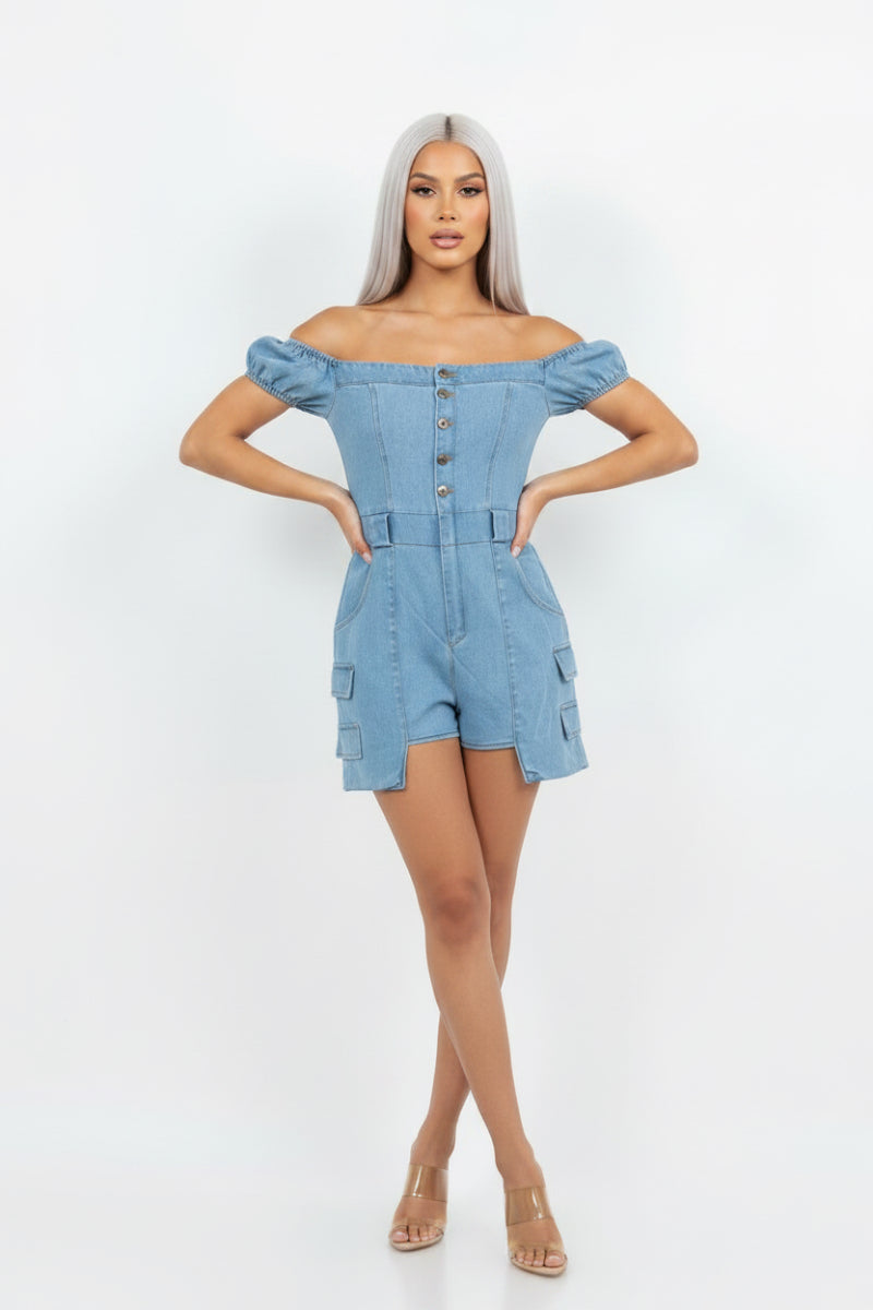 DENIM OFF-THE-SHOULDER ROMPER-SLISJ3117
