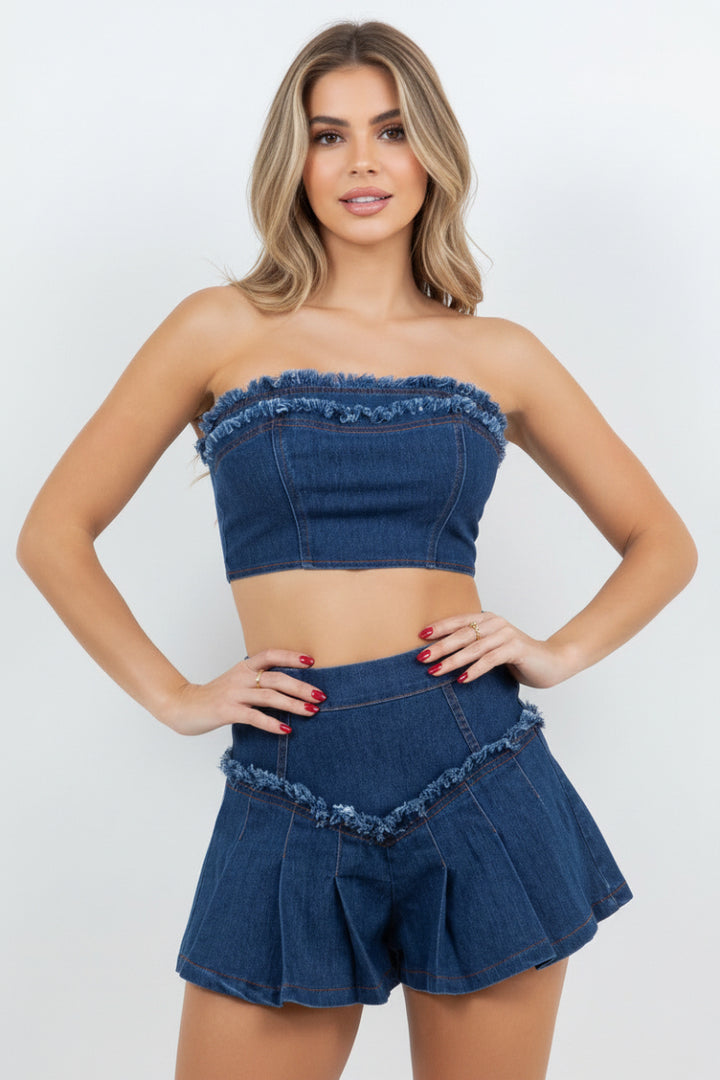 DENIM CROP TOP & MINI SKIRT